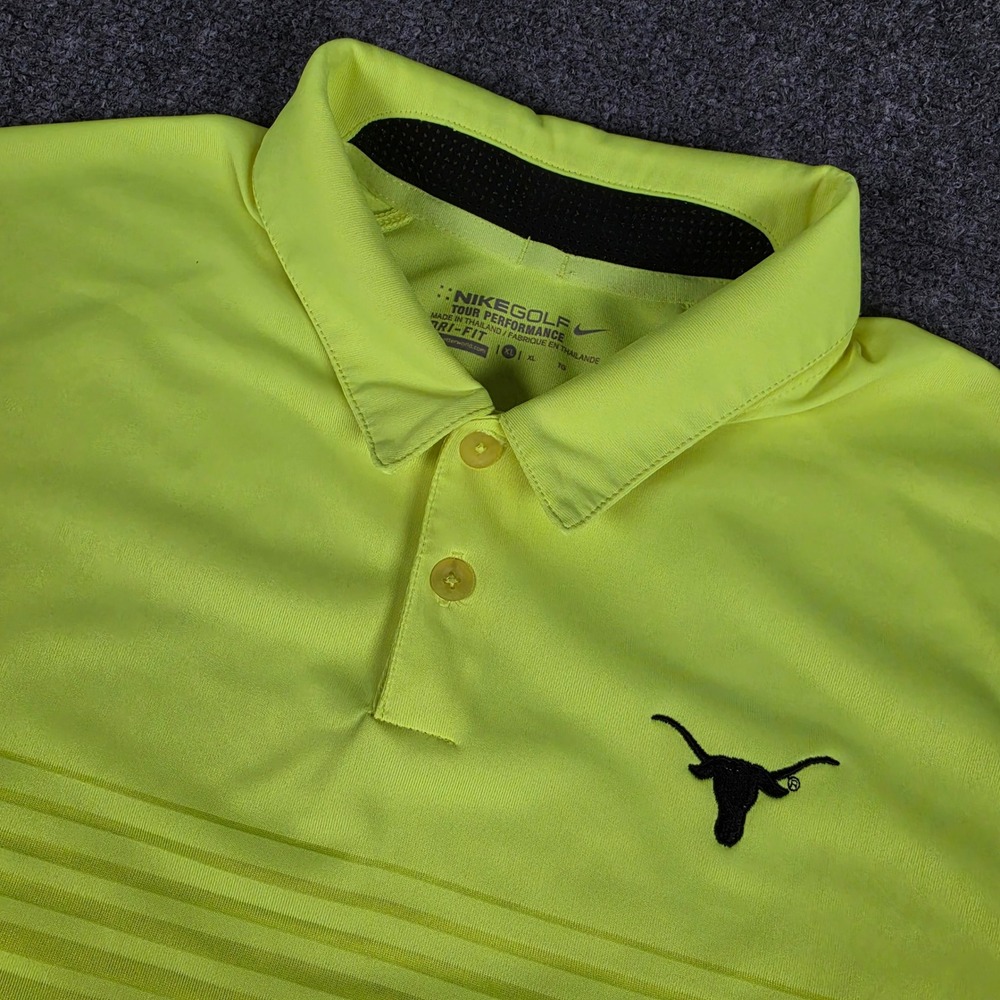 Texas Longhorns Nike Polo Shirt Mens XL Neon Yellow Dri-FIT Golf Tour 639945-702